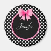 Aimant Nom personnalisé Cute Rose Bow (Devant)