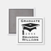 Aimant Nom personnalisé du Casquette de grade 2 pouces Ca (Recto/Verso)