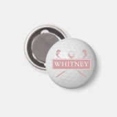 Aimant Nom personnalisé Dusty Rose Pink Golf Ball (Recto/Verso)