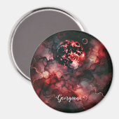 Aimant Nom personnalisé Eerie Lune de sang Halloween Encr (Recto/Verso)