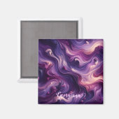Aimant Nom personnalisé Effet peinture violet vibrant (Recto/Verso)