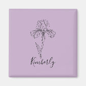 Aimant Nom personnalisé Février iris Fleur de naissance (Devant)