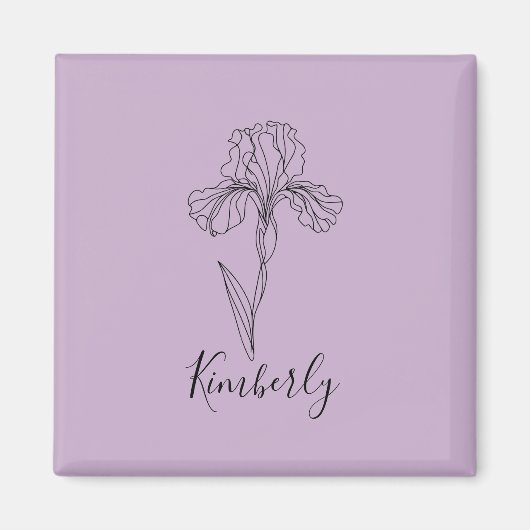Aimant Nom personnalisé Février iris Fleur de naissance (Devant)