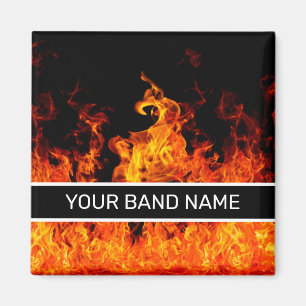 Aimant Nom personnalisé Flames de broche Flames Rock & R