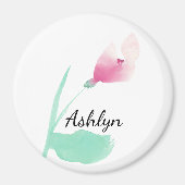 Aimant Nom personnalisé Fleur rose (Devant)