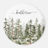 Aimant Nom personnalisé Forêt de pins verte rustique Pinè (Devant)