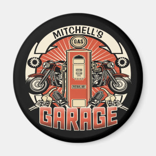 Aimant Nom personnalisé Garage moto moto pompe à gaz rétr