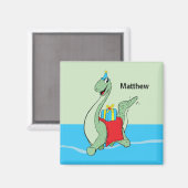 Aimant Nom Personnalisé, Garçon, Dinosaure Anniversaire (Recto/Verso)