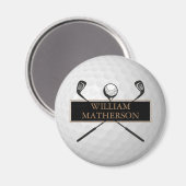 Aimant Nom personnalisé Gold et Black Golf Ball (Recto/Verso)