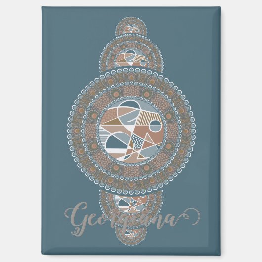 Aimant Nom personnalisé Gold Turquoise Abstrait Ornamenta (Recto)