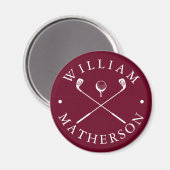 Aimant Nom Personnalisé Golf Clubs Bourgogne Et Blanc (Recto/Verso)