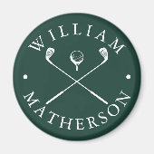 Aimant Nom Personnalisé Golf Clubs Emerald Vert Et Blanc (Devant)