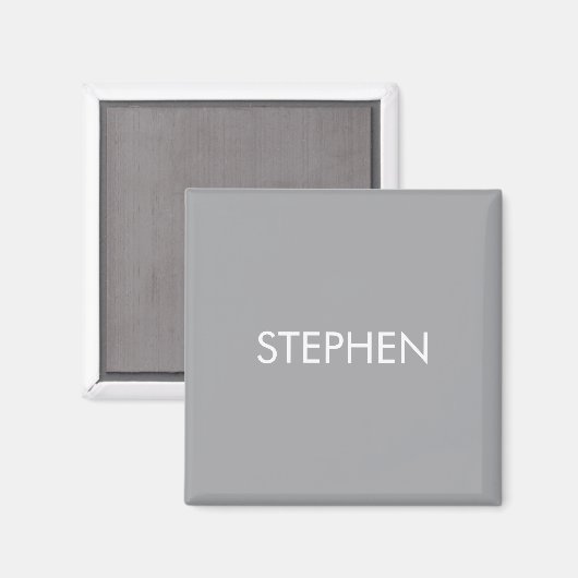 Aimant Nom personnalisé minimaliste gris (Recto/Verso)