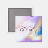 Aimant Nom personnalisé Monogram Purple Aquarelle Luxe (Recto/Verso)