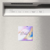 Aimant Nom personnalisé Monogram Purple Aquarelle Luxe (In Situ (Lave-vaisselle))