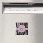 Aimant Nom personnalisé Monogramme Zebra stripes motif (In Situ (Lave-vaisselle))