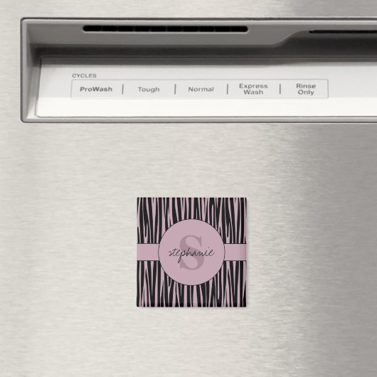 Aimant Nom personnalisé Monogramme Zebra stripes motif (In Situ (Lave-vaisselle))