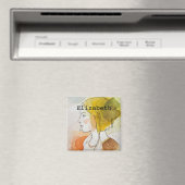 Aimant Nom personnalisé monogrammed mignon cadeau aquarel (In Situ (Lave-vaisselle))