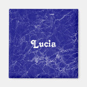 Aimant Nom personnalisé motif en marbre bleu (Devant)