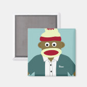 Aimant Nom personnalisé ou Monogram Sock Monkey Boy (Recto/Verso)
