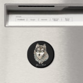Aimant Nom personnalisé ou texte Loup aquarelle animal (In Situ (Lave-vaisselle))