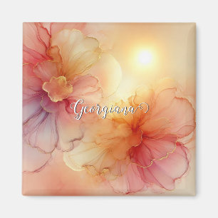 Aimant Nom personnalisé Pêcher framboise Floral Alcool En