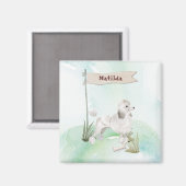 Aimant Nom personnalisé Poodle blanc chien animal (Recto/Verso)