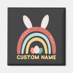 Aimant Nom Personnalisé Rainbow Oeuf Bunny Oreille Mignon
