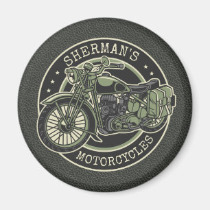 Aimant NOM personnalisé Retro Military Motorcycle Biker