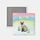 Aimant Nom personnalisé Siamese Chat Pet (Recto/Verso)
