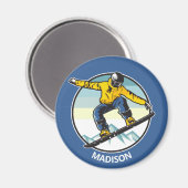 Aimant Nom personnalisé SNOWBOARDER (Recto/Verso)