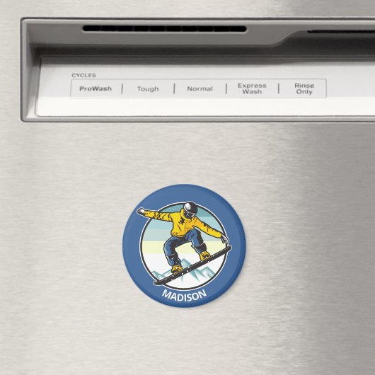 Aimant Nom personnalisé SNOWBOARDER (In Situ (Lave-vaisselle))