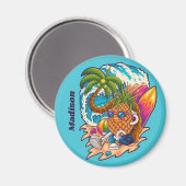 Aimant Nom personnalisé Surfing Pineapple (Recto/Verso)