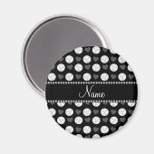 Aimant Nom personnalisé volleyballs et coeurs noirs (Recto/Verso)