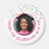 Aimant Nom photo personnalisé Confetti Graduation Merci (Devant)