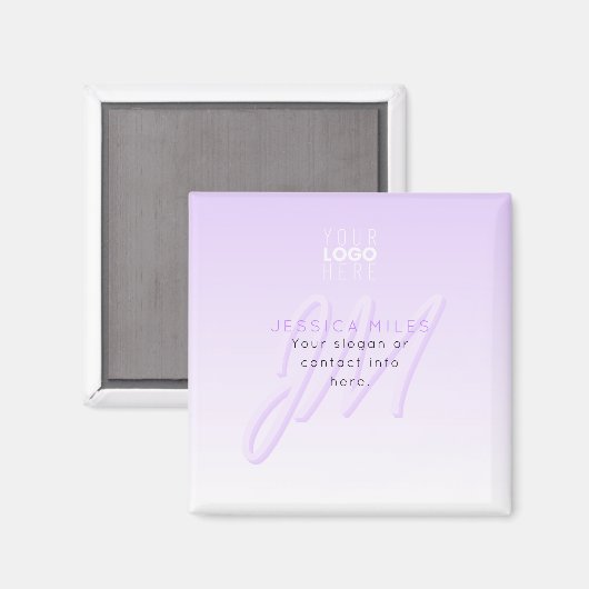Aimant Nom professionnel et Modèle Slogan | Violet clair (Recto/Verso)