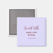 Aimant Nom rétro mauve pastel violet pour 16 ans (Recto/Verso)