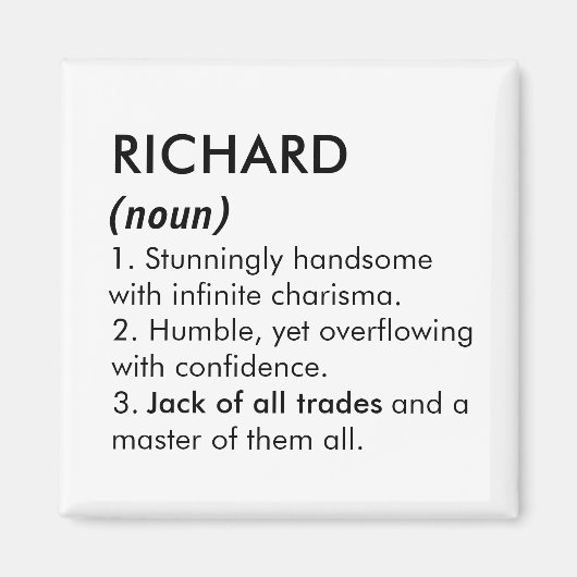 Aimant Nom Richard, Nom éditable, Nom personnalisé (Devant)