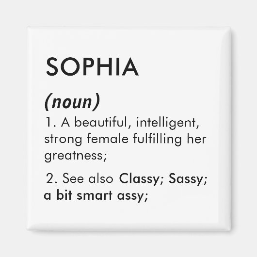 Aimant Nom Sophia, Nom modifiable, Nom personnalisé (Devant)