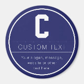 Aimant Nom unique & modèle de monogramme | Bleu marine (Devant)