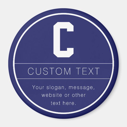 Aimant Nom unique & modèle de monogramme | Bleu marine (Devant)