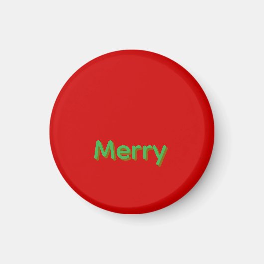 Aimant Nom vert joyeux sur fond rouge (Devant)