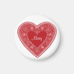 Aimant Nom Votre Coeur De Dentelle Vintage