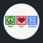 Aimant Nombre d'amour pour la paix<br><div class="desc">J'adore compter. 1,  2,  3... Les maths sont mon truc préféré.</div>