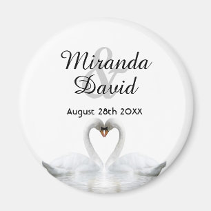 Aimant Noms de couple de cygne mariage monogramme