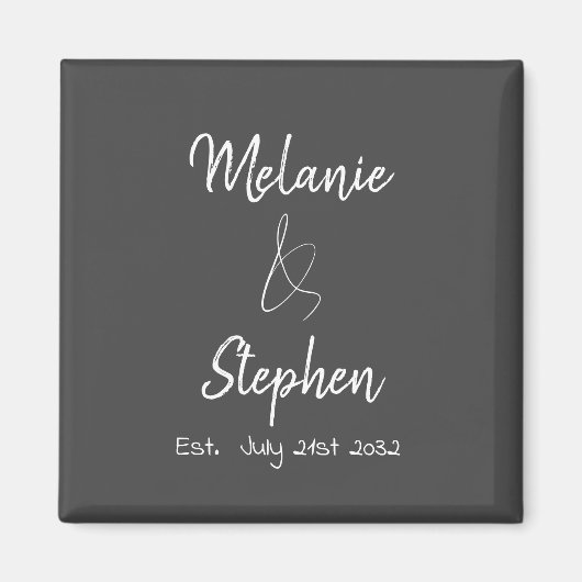 Aimant Noms de couple élégants Date Script Typographie Gr (Devant)