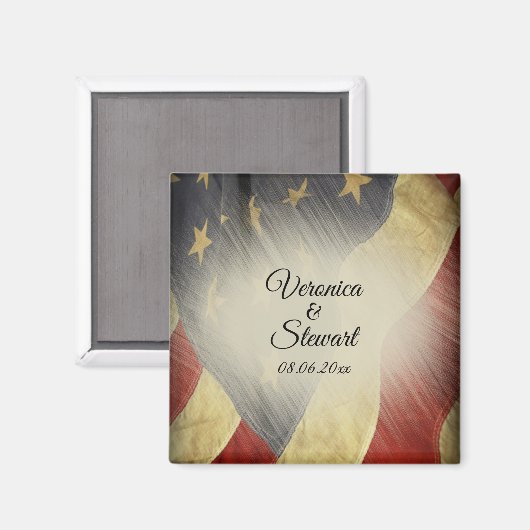 Aimant Noms et date du drapeau américain en détresse (Recto/Verso)