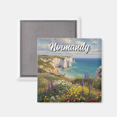 Aimant Normandie France Étretat Cliffs Fleurs sauvages (Recto/Verso)