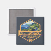 Aimant North Coast 500 Scotland Travel Art Badge (Recto/Verso)