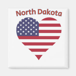 Aimant North Dakota American Flag Heart